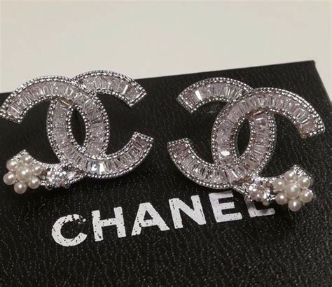 chanel earrings pink|small Chanel diamond earrings.